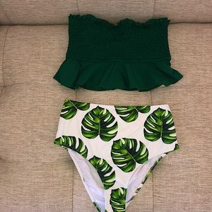 Cupshe high waist palm print bikini